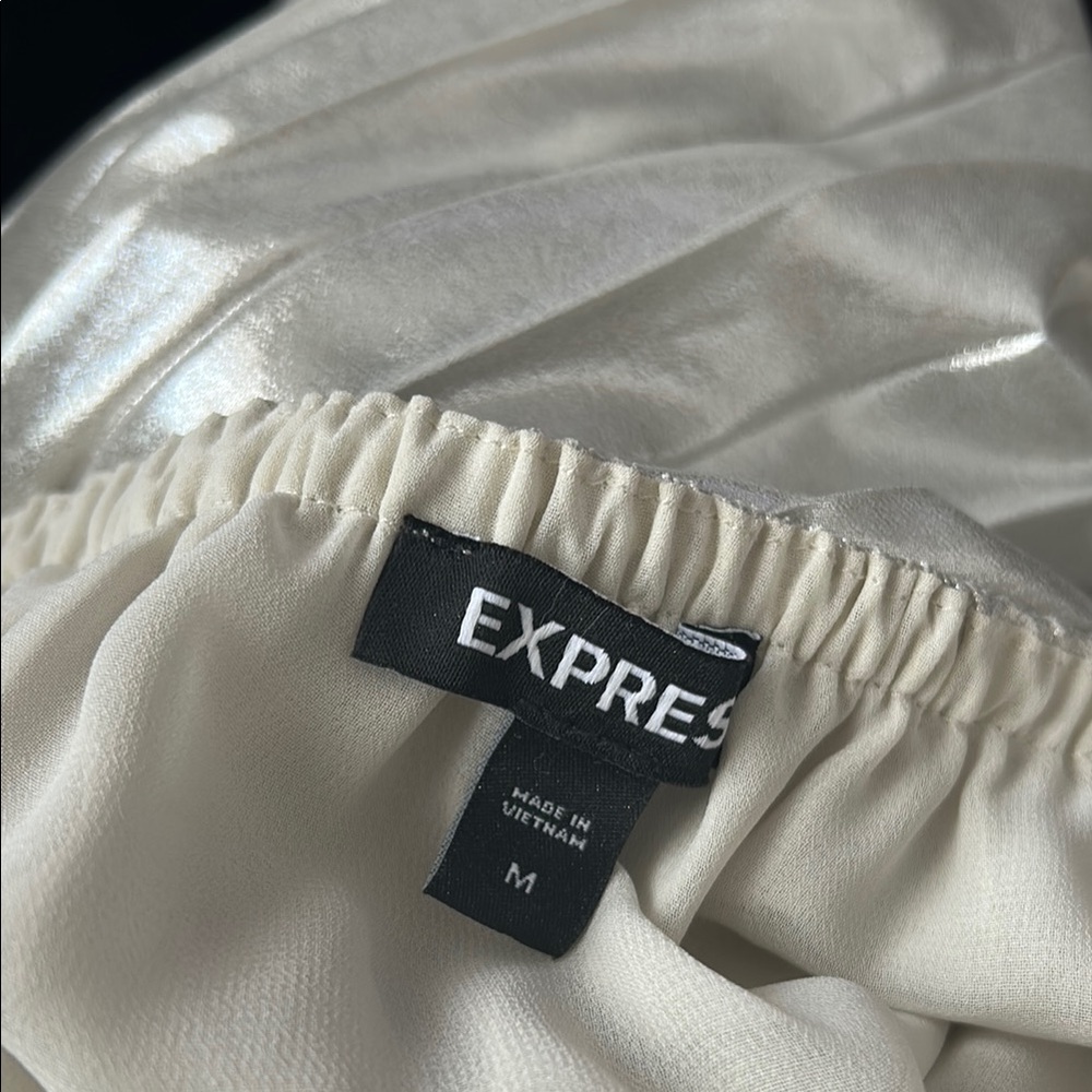 Express, Women’s Size M Metallic Pleated Elegant Off-Shoulder Ballon Top - Picture 7 of 7